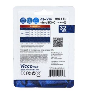 رم میکرو ۳۲ گیگ ویکومن Vicco Man Final 600x Plus A1 V30 U3 C10 90MB/s + رم ریدر