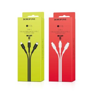 کابل سه سر بروفون Borofone BX16 3 in 1 Cable