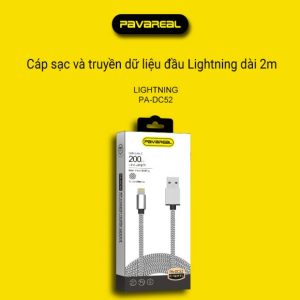 کابل لایتنینگ Pavareal PA-DC52 Data Cable توان 2.4 آمپر و طول 2 متر